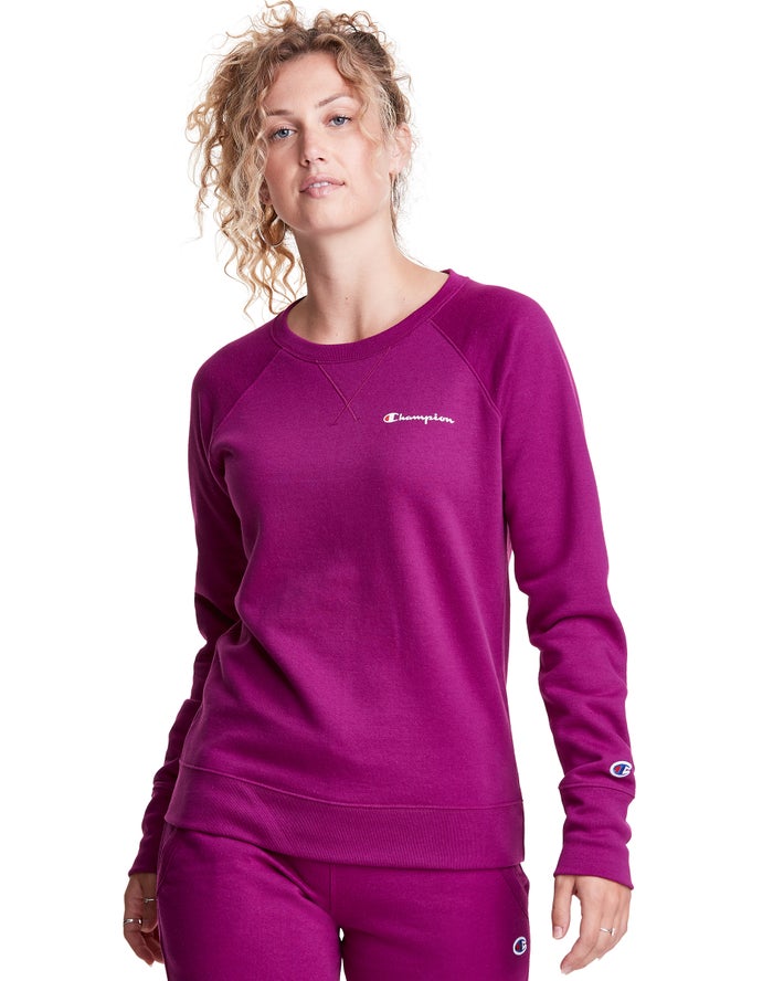 Sudadera Champion Mujer - Powerblend Fleece Classic Crew Script Logo ( Rosas ) 7241536-BD